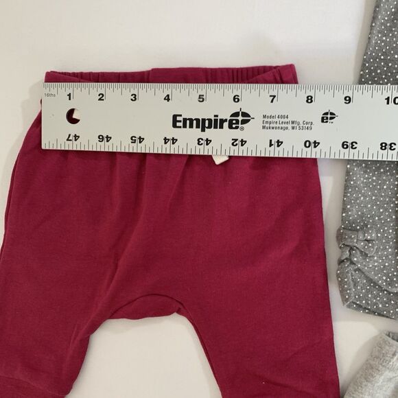 Set of 3 Pull On Pants Bundle Baby Girl 0-3 Months Gray Berry Pink Stretch Play - Picture 5 of 12